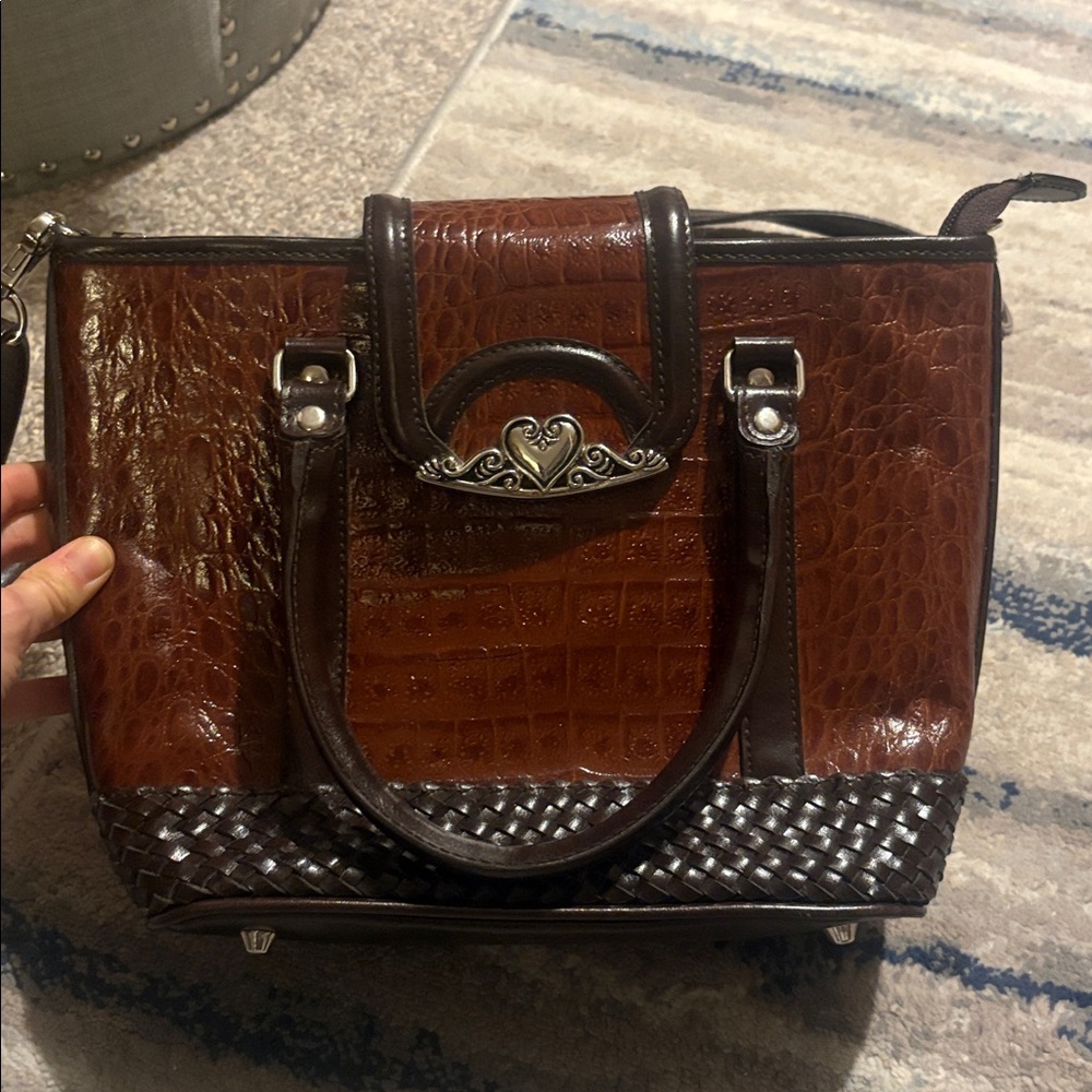 VTG Marc Chantal Embossed Western Brown Faux Leather Bag and Silver Accents